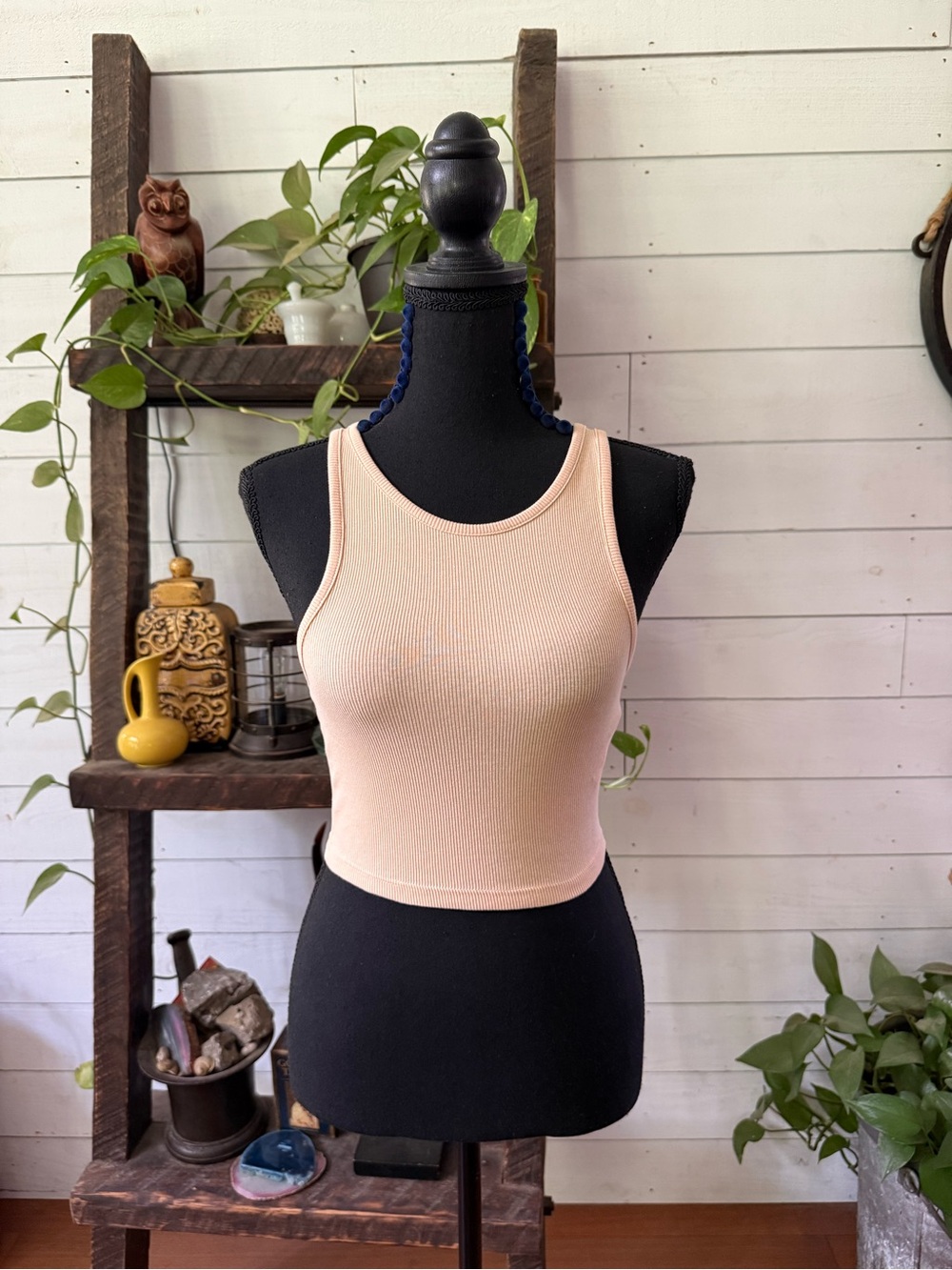 Zara Ribbed Crop Tan Beige Bodycon Top - Picture 3 of 17